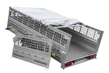 Laden Sie das Bild in den Galerie-Viewer, Leichter Anhänger auf Blattfedern 264×150 UNITRAILER GARDEN 265/R KIPP mit Gitterwänden, H-0 Rahmen und grauer Plane-Neu