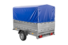 Laden Sie das Bild in den Galerie-Viewer, PKW-Anhänger 230×125 UNITRAILER GARDEN 230 FD mit BIS-Bordwänden, H-800-Gestell und blauer Plane-Neu