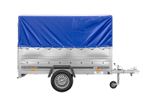 Laden Sie das Bild in den Galerie-Viewer, PKW-Anhänger 230×125 UNITRAILER GARDEN 230 FD mit BIS-Bordwänden, H-800-Gestell und blauer Plane-Neu