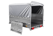 Laden Sie das Bild in den Galerie-Viewer, PKW-Anhänger 230×125 UNITRAILER GARDEN 230 FD mit BIS-Seiten, H-800-Gestell und grauer Plane-Neu