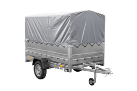 PKW-Anhänger 230×125 UNITRAILER GARDEN 230 FD mit BIS-Seiten, H-800-Gestell und grauer Plane-Neu