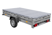 Laden Sie das Bild in den Galerie-Viewer, PKW Anhänger 264×150 UNITRAILER GARDEN 265 KIPP mit Flachplanenträger und grauer Plane-Neu