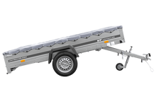Laden Sie das Bild in den Galerie-Viewer, PKW Anhänger 264×150 UNITRAILER GARDEN 265 KIPP mit Flachplanenträger und grauer Plane-Neu