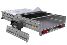 Laden Sie das Bild in den Galerie-Viewer, PKW Anhänger 264×150 UNITRAILER GARDEN 265 KIPP mit Flachplanenträger und grauer Plane-Neu