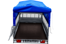 Laden Sie das Bild in den Galerie-Viewer, PKW-Anhänger 264×150 UNITRAILER GARDEN 265 KIPP mit Gitteraufsatz, Hochspriegel H-800 und blauer Plane-Neu