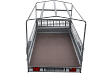 Laden Sie das Bild in den Galerie-Viewer, PKW-Anhänger 264×150 UNITRAILER GARDEN 265 KIPP mit Gitteraufsatz, Hochspriegel H-800 und blauer Plane-Neu