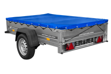 Laden Sie das Bild in den Galerie-Viewer, PKW Anhänger auf Blattfedern 200×125 UNITRAILER GARDEN 201/R KIPP mit H-0 Rahmen und blauer Plane-Neu