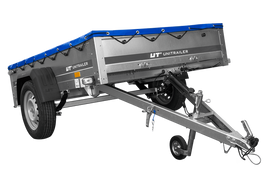 PKW Anhänger auf Blattfedern 200×125 UNITRAILER GARDEN 201/R KIPP mit H-0 Rahmen und blauer Plane-Neu