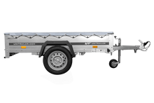 Laden Sie das Bild in den Galerie-Viewer, PKW-Anhänger auf Blattfedern 200×125 UNITRAILER GARDEN 201/R KIPP mit H-0 Rahmen und grauer Plane-Neu