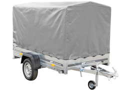 PKW-Anhänger auf Blattfedern 230×125 UNITRAILER GARDEN 230/R KIPP mit H-1100-Rahmen und grauer Plane-Neu