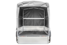 Laden Sie das Bild in den Galerie-Viewer, PKW-Anhänger auf Blattfedern 230×125 UNITRAILER GARDEN 230/R KIPP mit H-1100-Rahmen und grauer Plane-Neu
