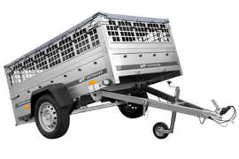 PKW-Anhänger auf Federn 200×125 UNITRAILER GARDEN 201/R KIPP mit Gitterwänden, H-0-Rahmen und grauer Plane-Neu