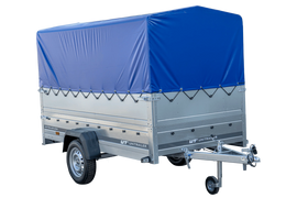 PKW-Anhänger auf Federn 264×125 UNITRAILER GARDEN 264/R KIPP mit BIS-Seiten, H-800-Rahmen und blauer Plane-Neu