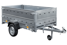 Laden Sie das Bild in den Galerie-Viewer, Pkw Anhänger Kipper 230×125 Garden Trailer 230 KIPP Unitrailer 750 kg mit Stützrad und zusätzlichen Bordwänden-Neu