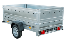 Laden Sie das Bild in den Galerie-Viewer, Pkw Anhänger Kipper 230×125 Garden Trailer 230 KIPP Unitrailer 750 kg mit Stützrad und zusätzlichen Bordwänden-Neu