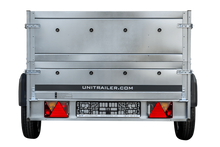 Laden Sie das Bild in den Galerie-Viewer, Pkw Anhänger Kipper 230×125 Garden Trailer 230 KIPP Unitrailer 750 kg mit Stützrad und zusätzlichen Bordwänden-Neu