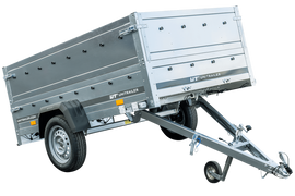 Pkw Anhänger Kipper 230×125 Garden Trailer 230 KIPP Unitrailer 750 kg mit Stützrad und zusätzlichen Bordwänden-Neu