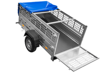 Laden Sie das Bild in den Galerie-Viewer, Pkw Planenanhänger GARDEN TRAILER 200 KIPP mit Laubgitteraufsatz, Stützrad, Flachplane und Planenträger-Neu