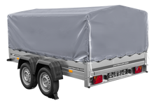 Laden Sie das Bild in den Galerie-Viewer, Zweiachsanhänger 264×150 UNITRAILER GARDEN 265/2 KIPP mit H-800 Rahmen und grauer Plane-Neu