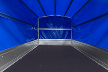 Laden Sie das Bild in den Galerie-Viewer, Zweiachsanhänger 264×150 UNITRAILER GARDEN 265/2 KIPP mit Rahmen H-1100 und blauer Plane-Neu