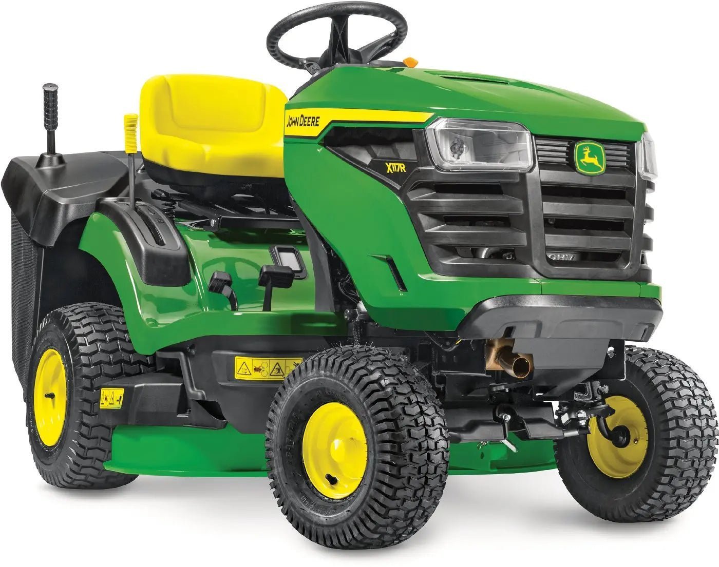John_Deere_X117R_20250227_ced9330a-74fa-45e3-a337-74a46c543298-1-1.jpg John Deere Rasentraktor X117R, 92 cm Schnittbreite, 17,5 PS, Hydrostat, 300 L Fangkorb – Bild 1