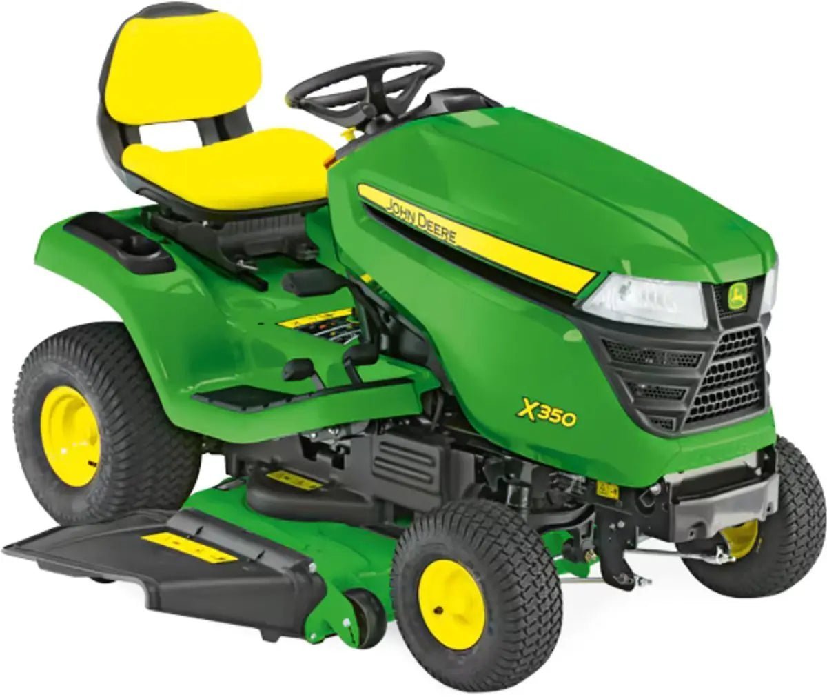 John_Deere_X350_mit_107_cm_Edge_Mulchmaehwerk-1-1.jpg John Deere X350 Rasentraktor ohne Mähwerk, 19,1 PS Kawasaki V-Twin, Hydrostat – Bild 1