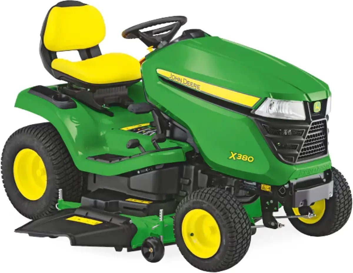John_Deere_X380_mit_122_cm_Accel_Deep_Maehwerk-1-1.jpg John Deere X380 Rasentraktor ohne Mähwerk, 19,1 PS Kawasaki V-Twin Motor, Hydrostat – Bild 1